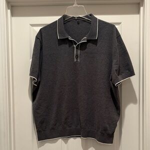 Men's Charcoal Short-Sleeve Polo sweater with White Trim
